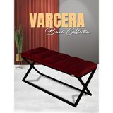 Gazzini Furniture Varcera Sliced Bordo Puf Çapraz Metal Ayaklı, Dilimli Model Bench - 40x100