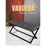 Gazzini Furniture Varcera Sliced Gri Puf Çapraz Metal Ayaklı, Dilimli Model Bench - 40x100