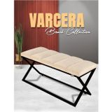 Gazzini Furniture Varcera Sliced Krem Puf Çapraz Metal Ayaklı, Dilimli Model Bench