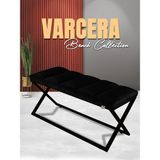 Gazzini Furniture Varcera Sliced Siyah Puf Çapraz Metal Ayaklı, Dilimli Model Bench - 40x100