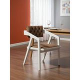 Gazzini Furniture Vargo Kapitone Sırtlı Modern Ahşap Sandalye - Beyaz