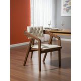 Gazzini Furniture Vargo Kapitone Sırtlı Modern Ahşap Sandalye - Ceviz