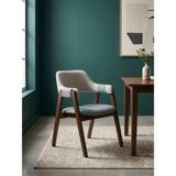 Gazzini Furniture Vector Bağlamalı Kolçaklı Ahşap Sandalye - Ceviz - Mavi