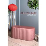 Gazzini Furniture Velluto Lungo Lounge Gül Kurusu Puf - 90cm Oval Dekoratif Puf Koltuk 40x90 cm