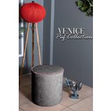 Gazzini Furniture Venice Antrasit Teddy Puf- Yuvarlak Makyaj Masası Pufu