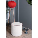 Gazzini Furniture Venice Beyaz Teddy Puf- Yuvarlak Makyaj Masası Pufu - 40x40