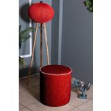 Gazzini Furniture Venice Bordo Teddy Puf- Yuvarlak Makyaj Masası Pufu