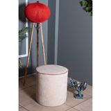 Gazzini Furniture Venice Krem Teddy Puf- Yuvarlak Makyaj Masası Pufu - 40x40