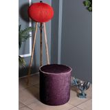 Gazzini Furniture Venice Mürdüm Teddy Puf- Yuvarlak Makyaj Masası Pufu