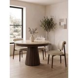 Gazzini Furniture Vera Traverten Yuvarlak Açılır Ahşap Mutfak Masası - Ceviz - 100x100+30