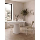 Gazzini Furniture Vera Yuvarlak Açılır Ahşap Mutfak Masası - Beyaz - 90x90+30