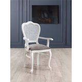 Gazzini Furniture Versailes Hazeranlı Kolçaklı Klasik Ahşap Sandalye - Beyaz