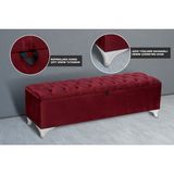 Gazzini Furniture Vetra Chester Model Bordo Sandıklı Puf - Kapitoneli Model 140cm Sandıklı Bench - 40x140cm