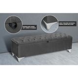 Gazzini Furniture Vetra Chester Model Gri Sandıklı Puf - Kapitoneli Model 140cm Sandıklı Bench - 40x140cm