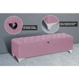 Gazzini Furniture Vetra Chester Model Pembe Sandıklı Puf - Kapitoneli Model 140cm Sandıklı Bench 40x140 cm