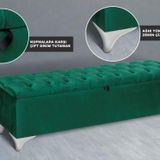 Gazzini Furniture Vetra Chester Model Yeşil Sandıklı Puf - Kapitoneli Model 140cm Sandıklı Bench 40x140 cm