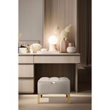 Gazzini Furniture Vetra Mini Royal Bej Kumaş Sandıklı Puf Gold Ayak Dekoratif Bench - 60 x 40