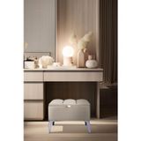 Gazzini Furniture Vetra Mini Royal Bej Kumaş Sandıklı Puf Gümüş Ayak Dekoratif Bench
