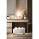 Gazzini Furniture Vetra Mini Royal Beyaz Kumaş Sandıklı Puf Gold Ayak Dekoratif Bench - 60 x 40