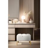 Gazzini Furniture Vetra Mini Royal Beyaz Kumaş Sandıklı Puf Gold Ayak Dekoratif Bench