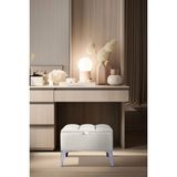 Gazzini Furniture Vetra Mini Royal Beyaz Kumaş Sandıklı Puf- Gümüş Ayak Dekoratif Bench Puf - 60 x 40