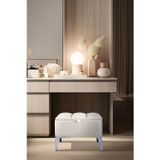 Gazzini Furniture Vetra Mini Royal Beyaz Kumaş Sandıklı Puf- Gümüş Ayak Dekoratif Bench Puf