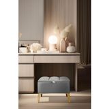 Gazzini Furniture Vetra Mini Royal Gri Kumaş Sandıklı Puf Gold Ayak Dekoratif Bench