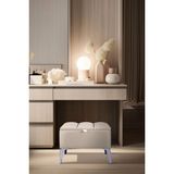 Gazzini Furniture Vetra Mini Royal Krem Kumaş Sandıklı Puf Gümüş Ayak Dekoratif Bench - 60 x 40