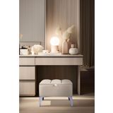 Gazzini Furniture Vetra Mini Royal Krem Kumaş Sandıklı Puf Gümüş Ayak Dekoratif Bench