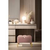 Gazzini Furniture Vetra Mini Royal Pudra Kumaş Sandıklı Puf Gold Ayak Dekoratif Bench - 60 x 40