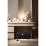 Gazzini Furniture Vetra Mini Royal Siyah Kumaş Sandıklı Puf Gold Ayak Dekoratif Bench - 60 x 40