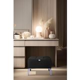 Gazzini Furniture Vetra Mini Royal Siyah Kumaş Sandıklı Puf Gümüş Ayak Dekoratif Bench