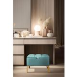 Gazzini Furniture Vetra Mini Royal Turkuaz Kumaş Sandıklı Puf Gold Ayak Dekoratif Bench