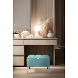 Gazzini Furniture Vetra Mini Royal Turkuaz Kumaş Sandıklı Puf Gümüş Ayak Dekoratif Bench - 60 x 40