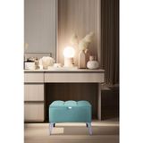 Gazzini Furniture Vetra Mini Royal Turkuaz Kumaş Sandıklı Puf Gümüş Ayak Dekoratif Bench