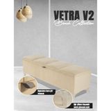 Gazzini Furniture Vetra V2 Sandıklı Puf Krem Dilimli Model Sandıklı Puf Bench Sandıklı Yatak Ucu Bankı - 40 x 140cm
