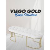 Gazzini Furniture Viego Gold Beyaz Puf Luxery Metal Gold Ayak Chester Model Yatak Ucu Bench