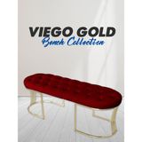 Gazzini Furniture Viego Gold Bordo Puf Luxery Metal Gold Ayak Chester Model Yatak Ucu Bench - 45 x 140 cm