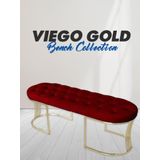 Gazzini Furniture Viego Gold Bordo Puf Luxery Metal Gold Ayak Chester Model Yatak Ucu Bench