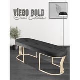 Gazzini Furniture Viego Gold Exclusive Bench Lüks Metal Gold Ayak, Chester Model Yatak Ucu Antrasit Puf - 45x140