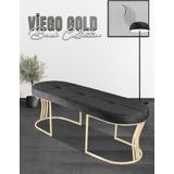 Gazzini Furniture Viego Gold Exclusive Bench Lüks Metal Gold Ayak, Chester Model Yatak Ucu Antrasit Puf