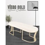 Gazzini Furniture Viego Gold Exclusive Bench Lüks Metal Gold Ayak, Chester Model Yatak Ucu Beyaz Puf - 45x140