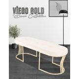 Gazzini Furniture Viego Gold Exclusive Bench Lüks Metal Gold Ayak, Chester Model Yatak Ucu Beyaz Puf