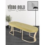Gazzini Furniture Viego Gold Exclusive Bench Lüks Metal Gold Ayak, Chester Model Yatak Ucu Hardal Puf - 45x140