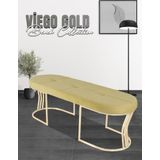 Gazzini Furniture Viego Gold Exclusive Bench Lüks Metal Gold Ayak, Chester Model Yatak Ucu Hardal Puf