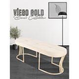 Gazzini Furniture Viego Gold Exclusive Bench Lüks Metal Gold Ayak, Chester Model Yatak Ucu Krem Puf - 45x140
