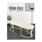 Gazzini Furniture Viego Gold Exclusive Bench Lüks Metal Gold Ayak, Chester Model Yatak Ucu Krem Puf