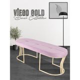 Gazzini Furniture Viego Gold Exclusive Bench Lüks Metal Gold Ayak, Chester Model Yatak Ucu Pembe Puf - 45x140