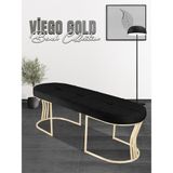 Gazzini Furniture Viego Gold Exclusive Bench Lüks Metal Gold Ayak, Chester Model Yatak Ucu Siyah Puf - 45x140