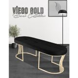 Gazzini Furniture Viego Gold Exclusive Bench Lüks Metal Gold Ayak, Chester Model Yatak Ucu Siyah Puf
